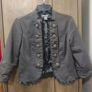 Stooshy Women's Brown Blazer With Ruffles‎ Size Medium